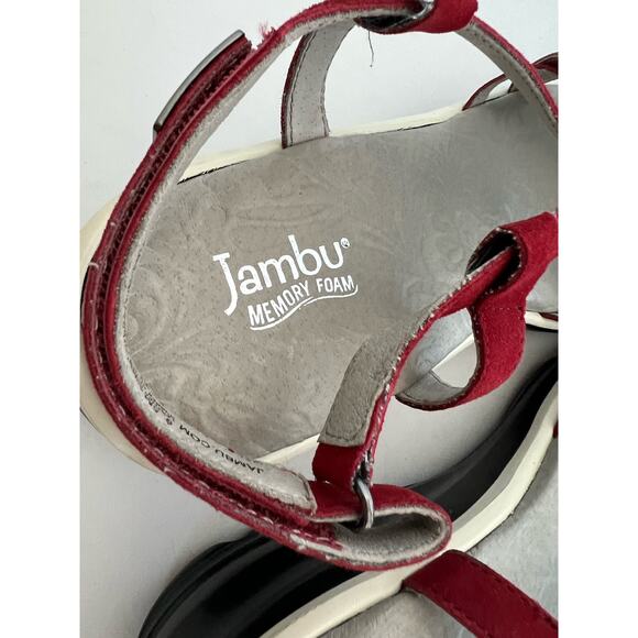 JAMBU Memory Foam Ginger Strappy Wedge Sandals Slender Crisscross Size 9.5M - Picture 6 of 8